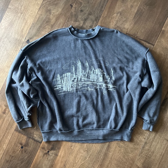 Modish Rebel Skyline Graphic Fleece Crewneck - Picture 1 of 5